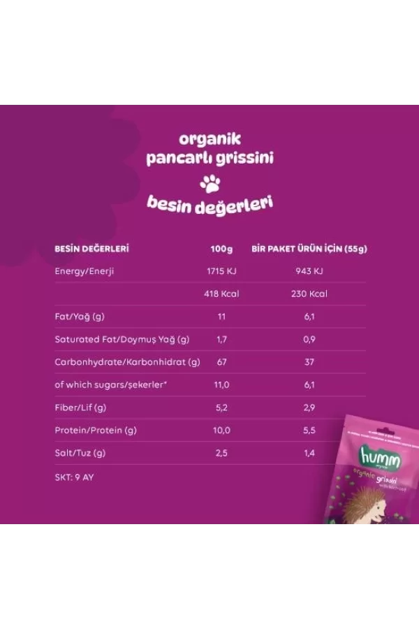 Nessiworld  Humm Organik Vegan Pancarlı Grissini 55 Gr