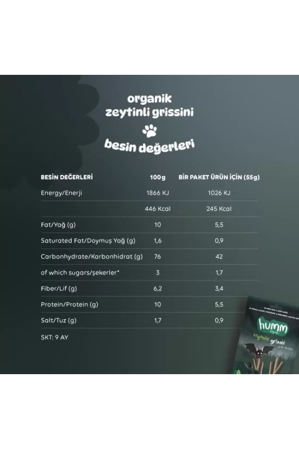 Nessiworld  Humm Organik Vegan Zeytinli Grissini 55 Gr