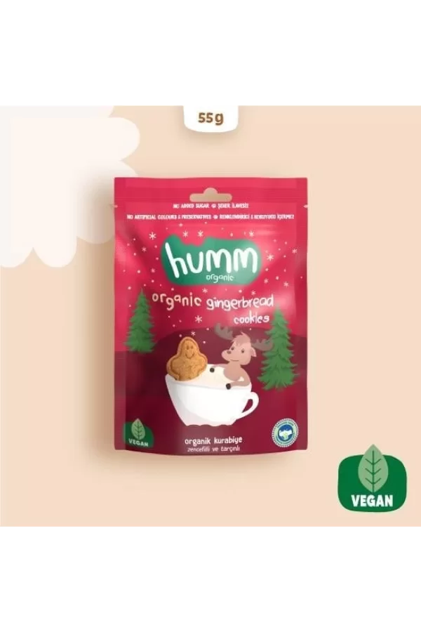 Nessiworld  Humm Organik Zencefilli ve Tarçınlı Vegan Kurabiye 55 Gr