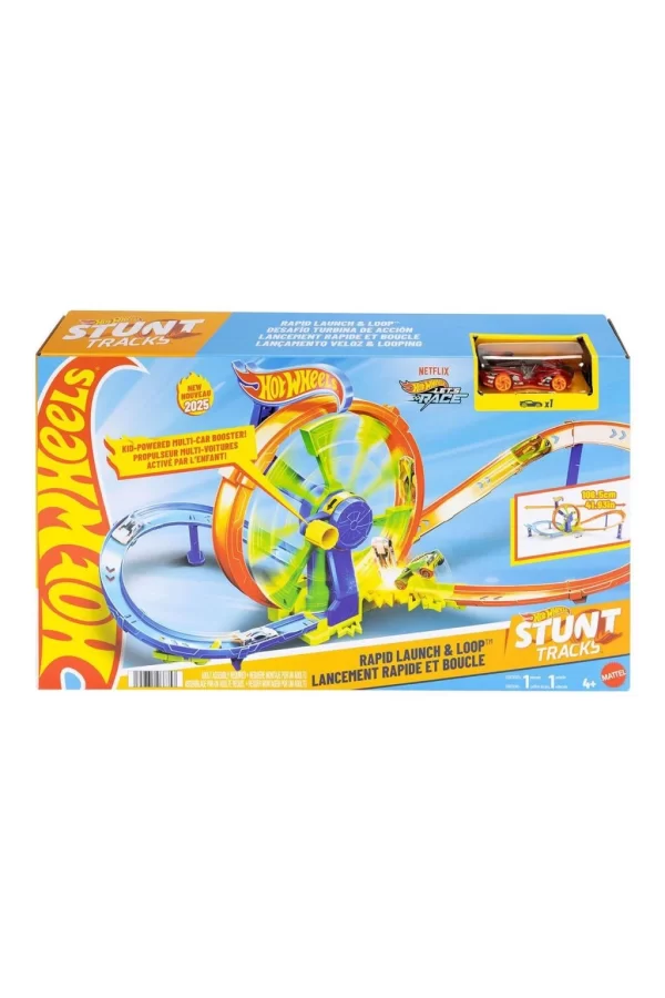 Nessiworld  JBX65 Hot Wheels Hızlı Fırlatma ve Döngü Parkuru Oyun Seti