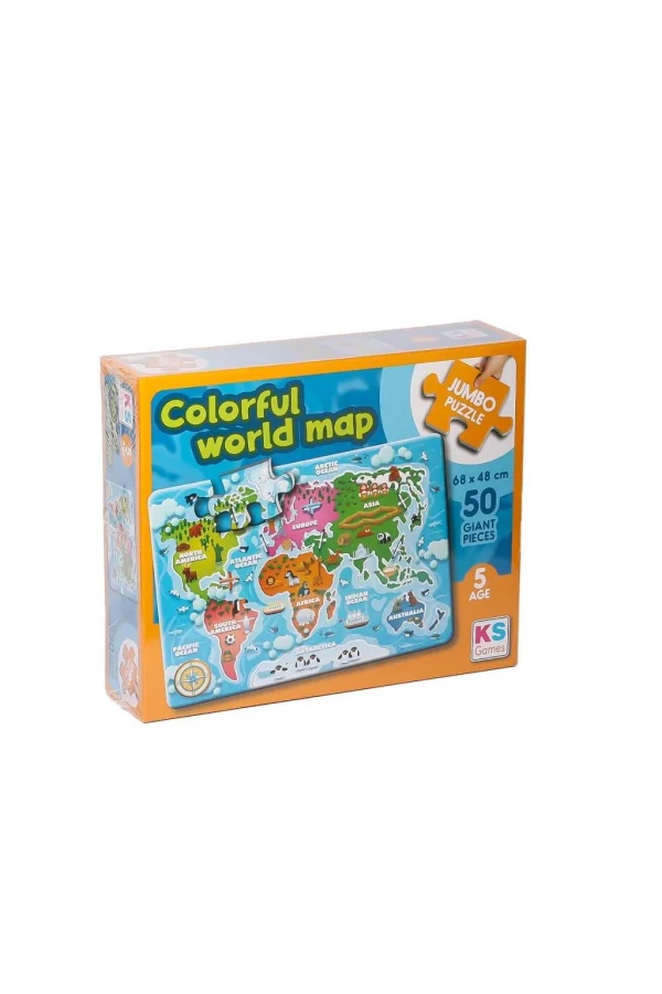 Nessiworld  JP 31015 Colorful World Map Jumbo Puzzle 50 Parça -Ks Puzzle