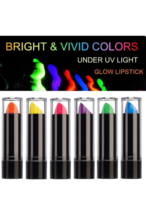 Nessiworld Karanlıkta Parlayan Yanan UV Neon Ruj Yüz Boyama 6 Adet 6 Renk