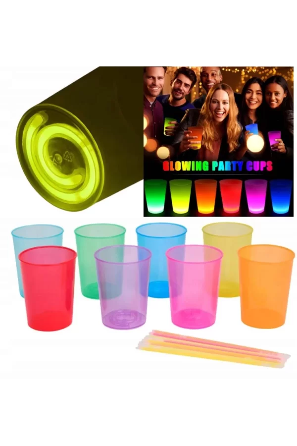 Nessiworld  Karanlıkta Yanan Gece Işığı Mega Glow Bardaklar 8 Adet 8.5 x 10.5 cm