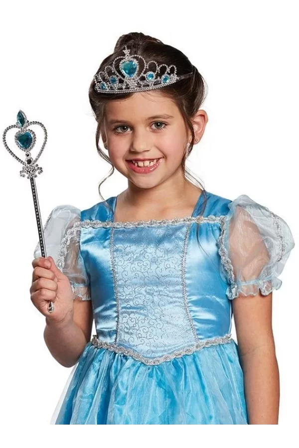 Nessiworld  Karlar Ülkesi Elsa Mavi Kalpli Taç ve Mavi Asa Seti Çocuk Boy
