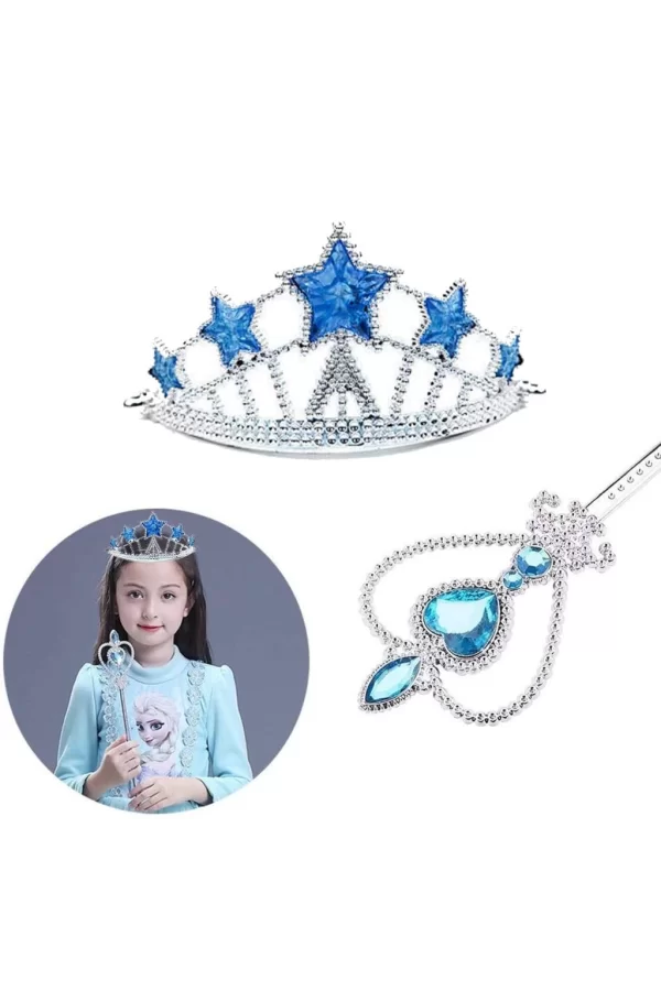 Nessiworld  Karlar Ülkesi Elsa Yıldız Mavi Taç ve Elsa Asa Seti 2 Parça