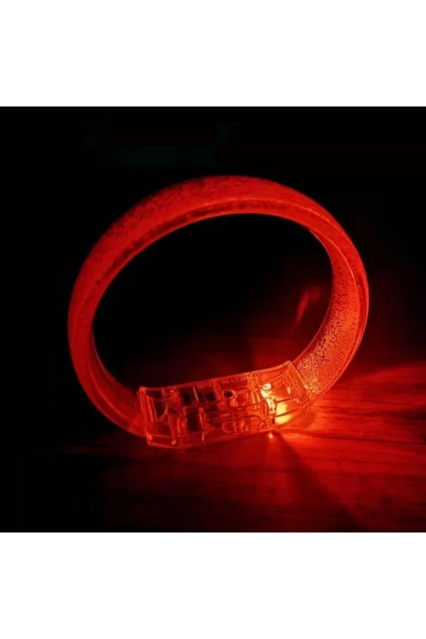 Nessiworld Kırmızı Led Işıklı Baskı Yapılabilen Pilli Bileklik Bilezik 1,5 cm Genişlik