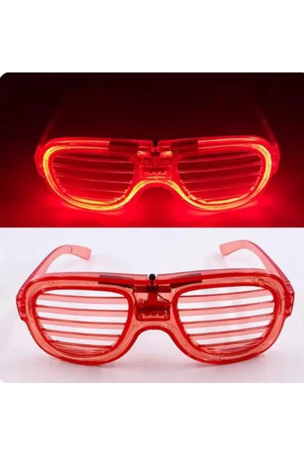 Nessiworld Kırmızı Led Işıklı Parti Gözlüğü - Neon Glow Şerit Gözlük 3 Modlu