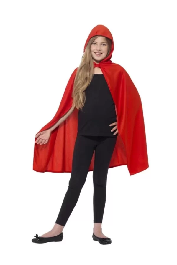 Nessiworld Kırmızı Renk Kapşonlu Kumaş Pelerin 90 cm