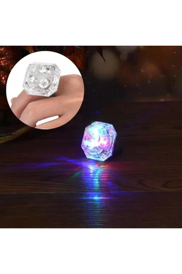 Nessiworld  Kristal Tasarımlı Led Glow Işıklı 3 Modlu Gümüş Yüzük 3.5 x 5 cm
