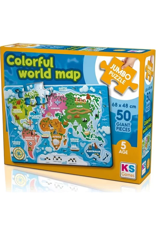 Nessiworld  KS Games Colorful World Map 50 Parça Puzzle