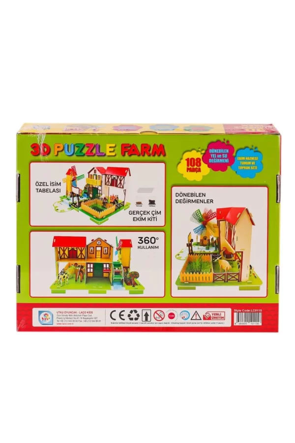 Nessiworld  LC0115 3D Boyutlu Çiftlik Puzzle -Laçokids