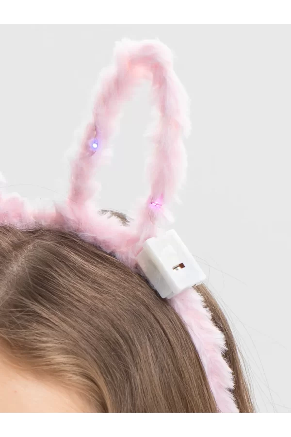Nessiworld  Led Işıklı Peluş Pofuduk Tavşan Kulak Tavşan Taç Pembe 17X23 cm