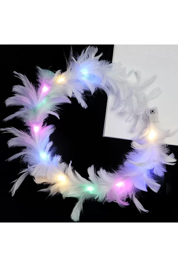 Nessiworld  Led Işıklı Rengarenk Yanan 3 Fonksiyonlu Otrişli Parti Tacı Beyaz Renk 12x12 cm