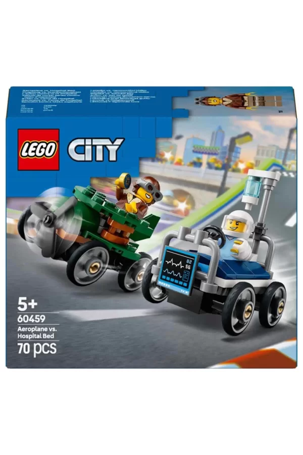 Nessiworld  LEGO City Uçak, Hastane Yatağına Karşı Yarış Arabası Paketi 60459