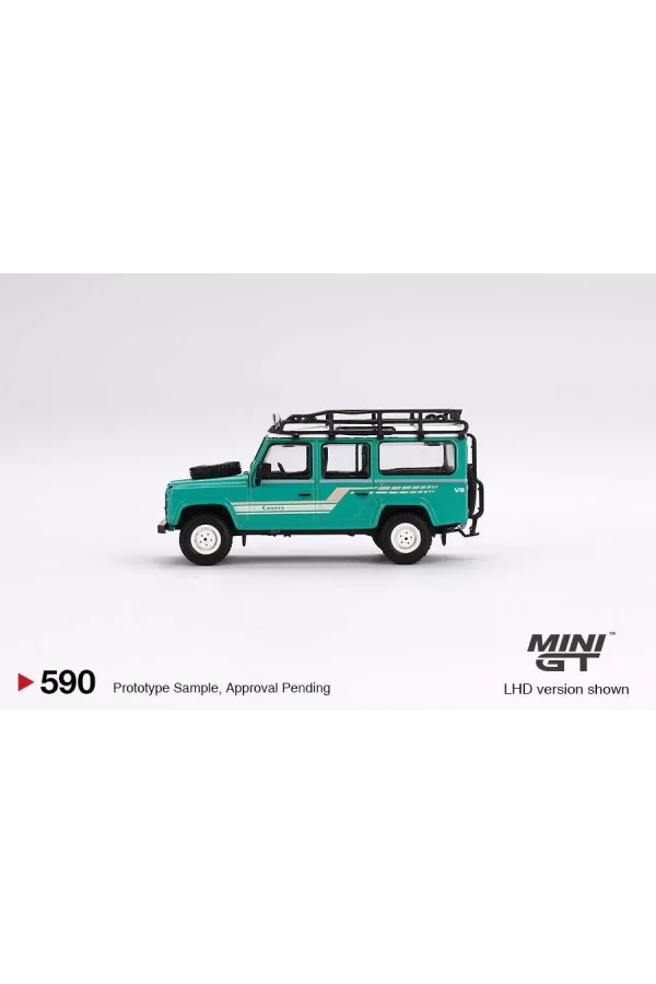 Nessiworld  Mini GT 1/64 Land Rover Defender 110 1985 County Station Wagon Trident Green