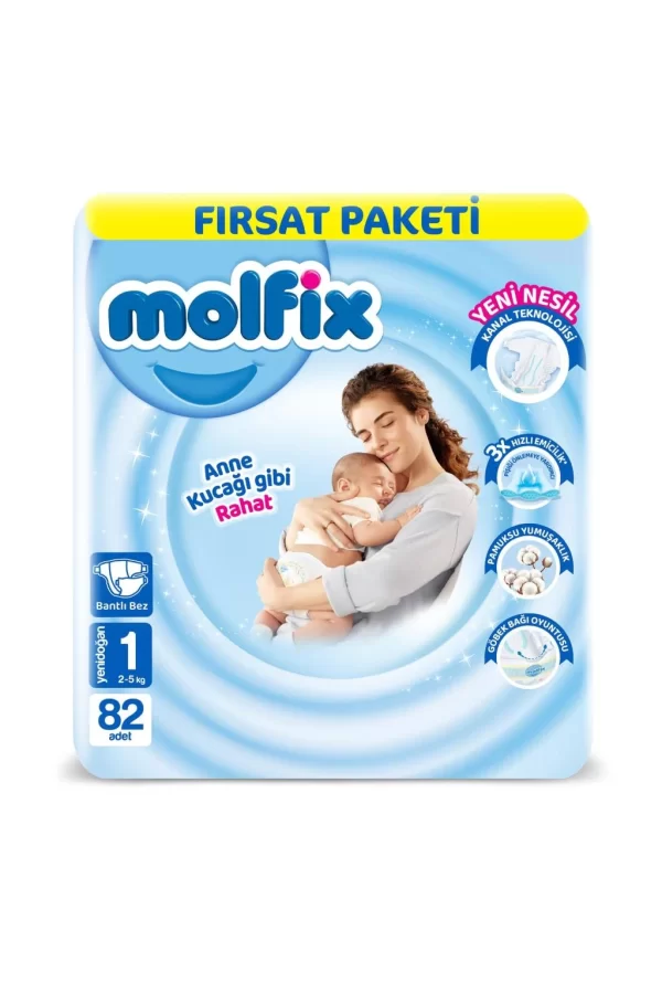 Nessiworld  Molfix Bebek Bezi Fırsat Paketi 1 Beden 2-5 Kg 82 Adet