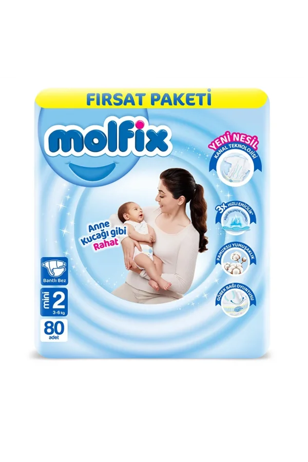 Nessiworld  Molfix Bebek Bezi Fırsat Paketi 2 Beden 3-6 Kg 80 Adet