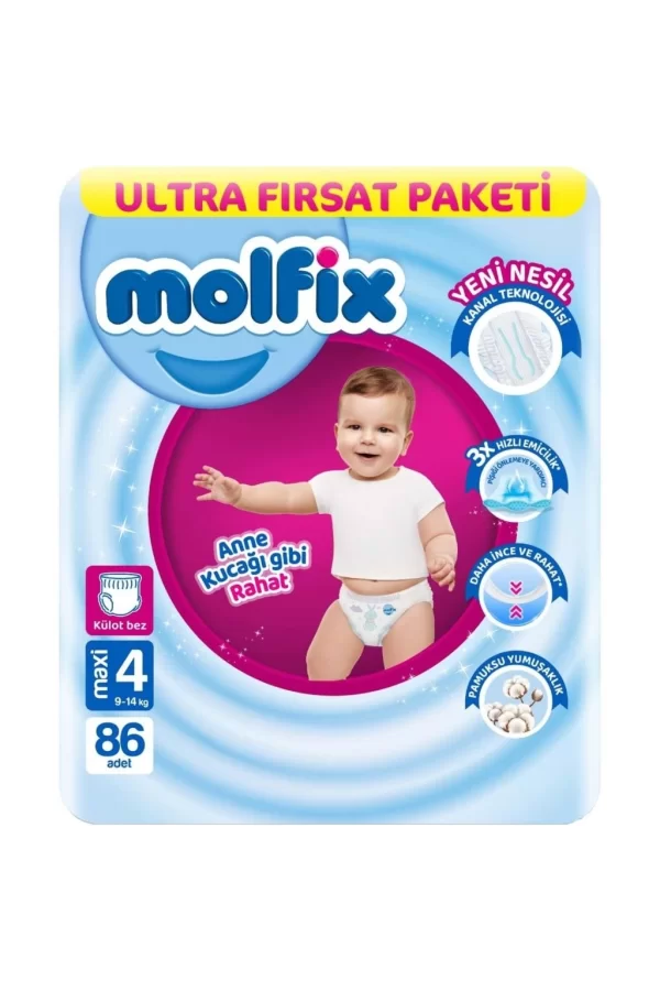 Nessiworld Molfix Külot Bez Ultra Fırsat Paketi 4 Beden 9-14 Kg 86 Adet