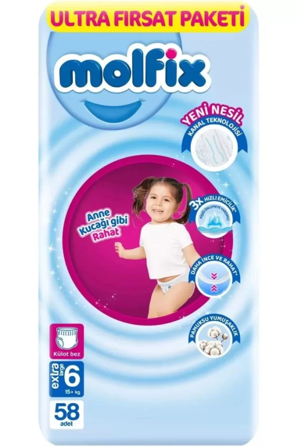 Nessiworld  Molfix Külot Bez Ultra Fırsat Paketi 6 Beden 15+ Kg 58 Adet