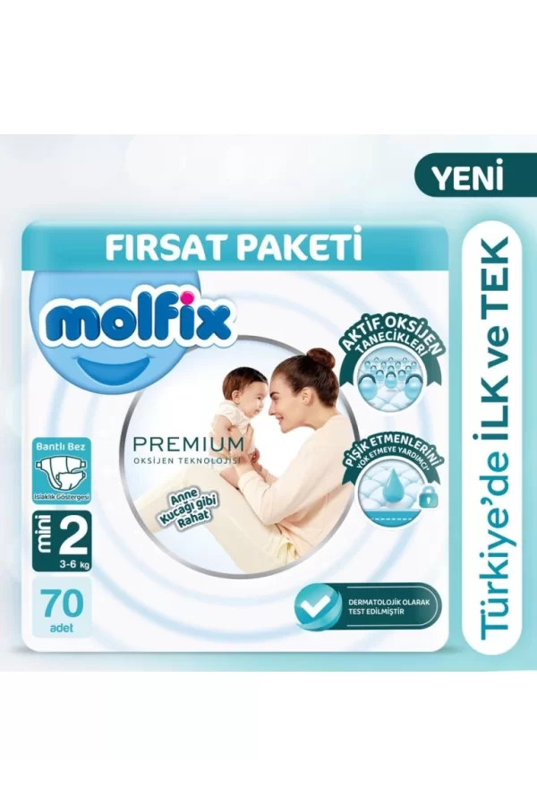 Nessiworld  Molfix Premium Bebek Bezi Fırsat Paketi 2 Beden 3-6 Kg 70 Adet