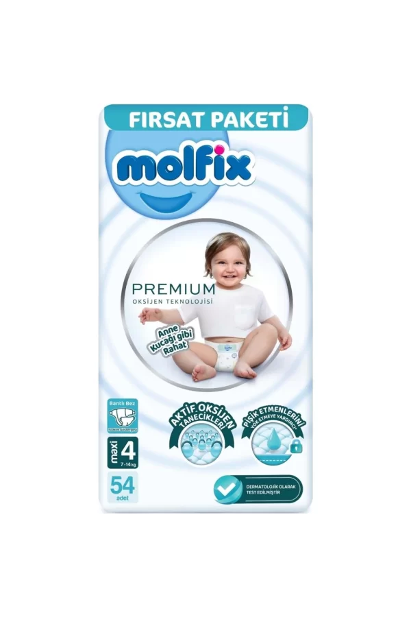 Nessiworld  Molfix Premium Bebek Bezi Fırsat Paketi 4 Beden 7-14 Kg 54 Adet
