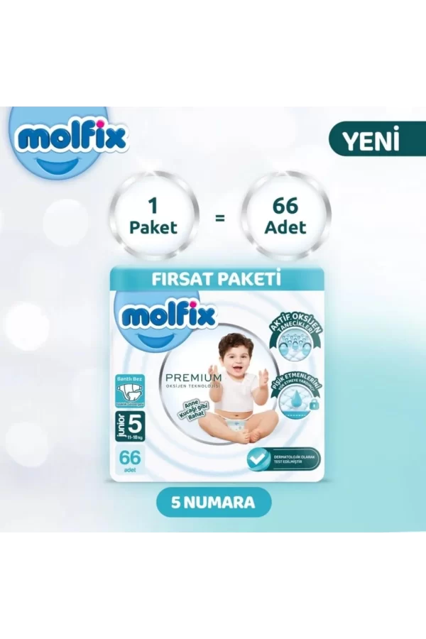Nessiworld  Molfix Premium Bebek Bezi Ultra Fırsat Paketi 5 Beden 11-18 Kg 66 Adet