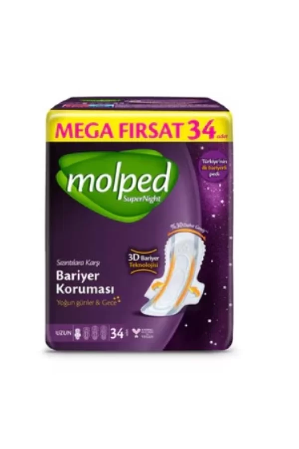 Nessiworld  Molped SüperNight Uzun Ped Mega 34 Adet