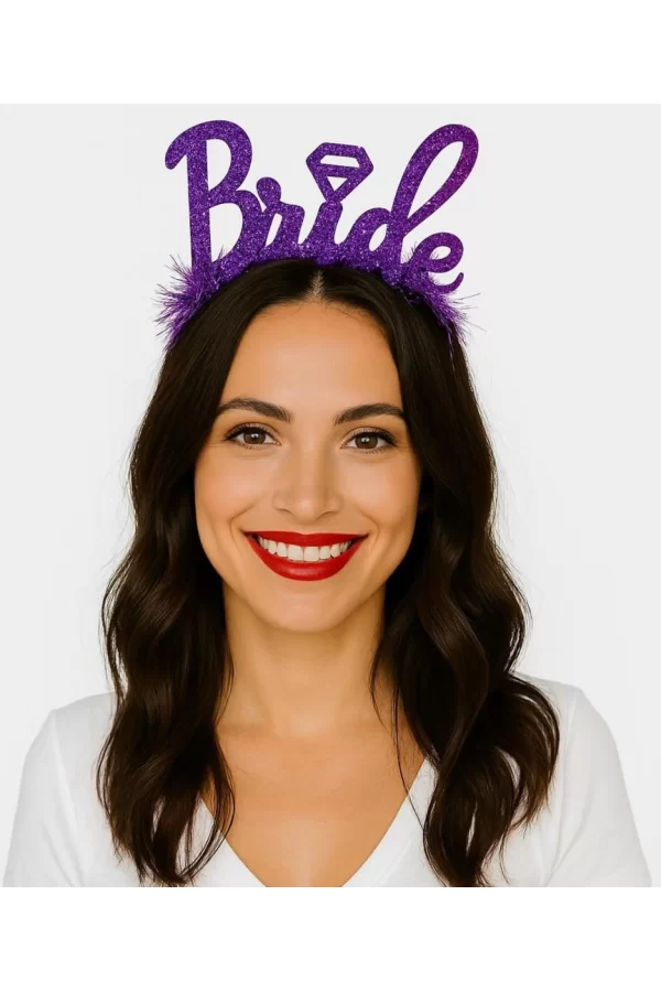 Nessiworld Mor Renk Bekarlığa Veda İtalik Yazı Alyanslı Bride Taç