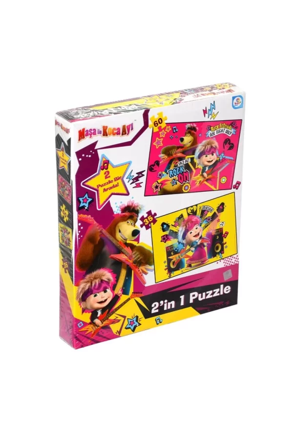 Nessiworld MS7579 Laço Kids Maşa ile Koca Ayı 2 Puzzle 1 Kutuda / 35+60 Parça Puzzle