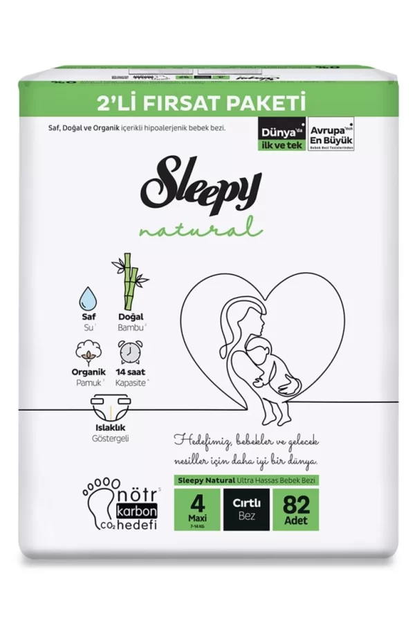 Nessiworld   Natural Bebek Bezi 2Li Fırsat Paketi 4 Beden 82 Adet