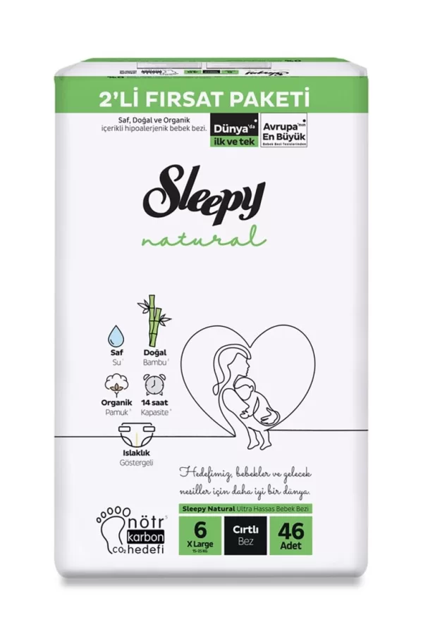 Nessiworld   Natural Bebek Bezi 2Li Fırsat Paketi 6 Beden 46 Adet