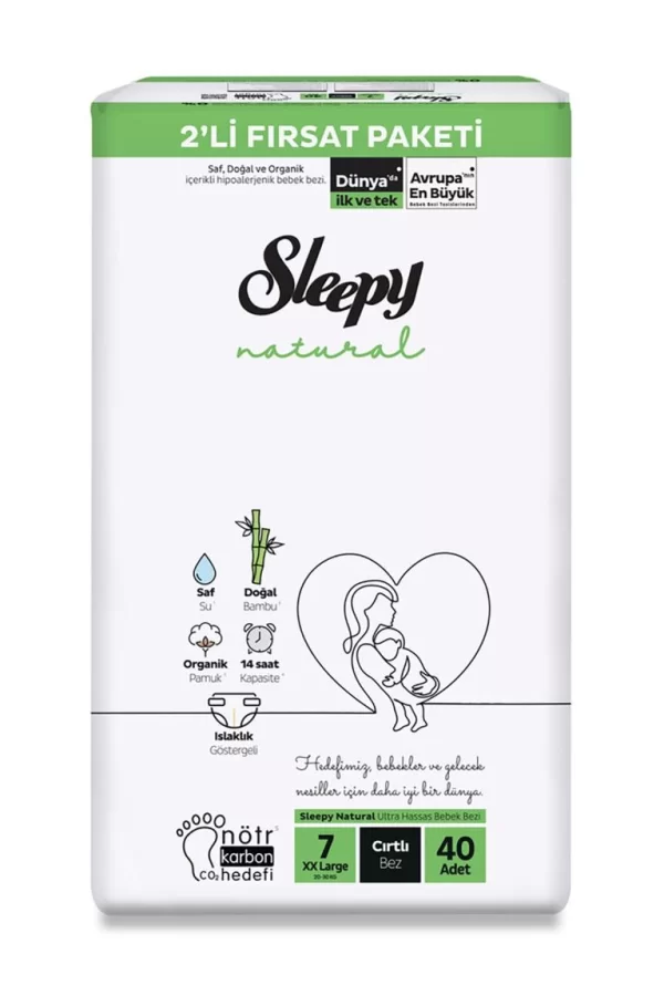 Nessiworld   Natural Bebek Bezi 2Li Fırsat Paketi 7 Beden 40 Adet