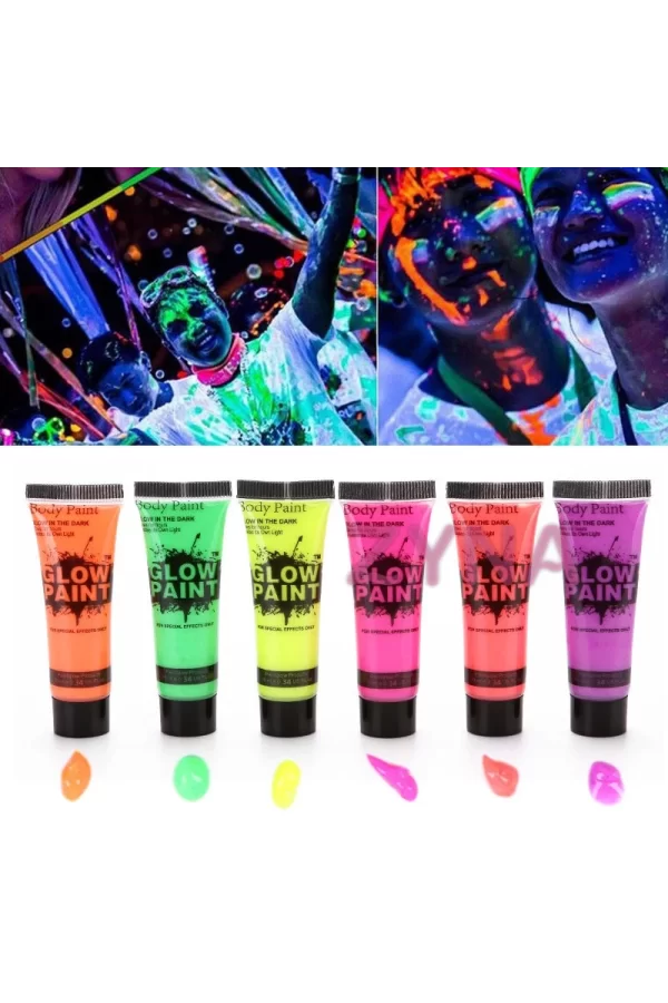 Nessiworld  Neonlu Glow Parti Yüz Boyası 6 Renk 6 Adet