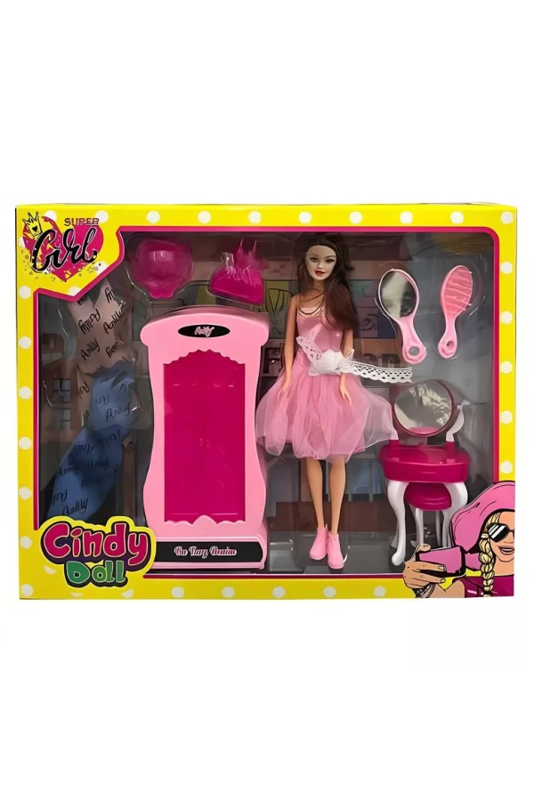 Nessiworld  Oydaş Cindy Doll Dolaplı Makyaj Masalı Bebek 02453