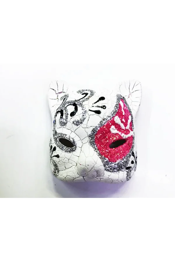 Nessiworld  Pembe Renk İşlemeli Seramik Malzemeden İmal Venedik Kedi Model Magnet