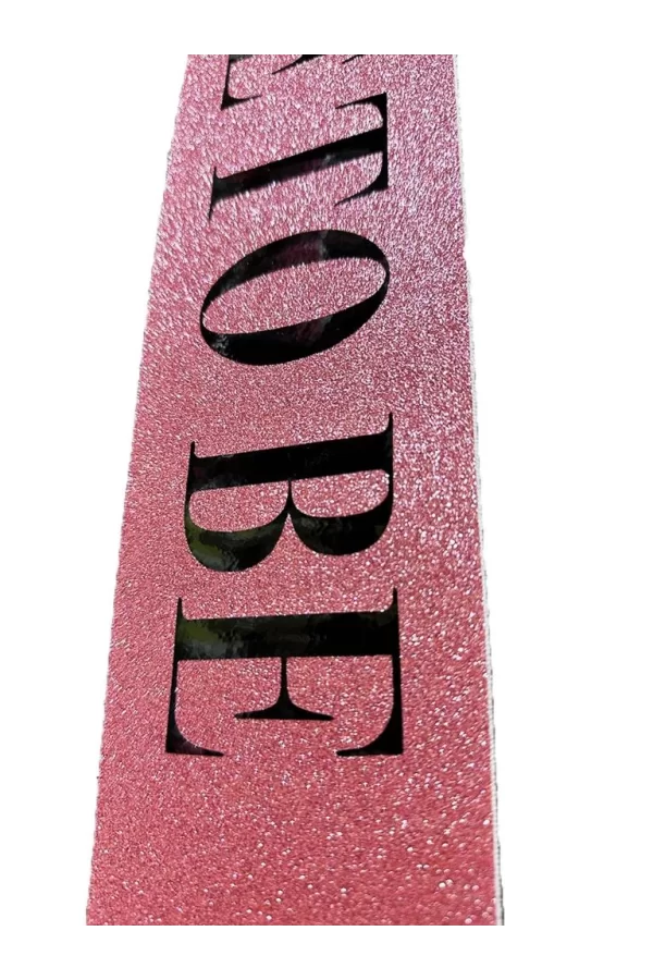 Nessiworld  Pembe Üzeri Siyah Kalın Bride To Be Yazılı Simli Işıltılı Kuşak Kemer 10x80 cm