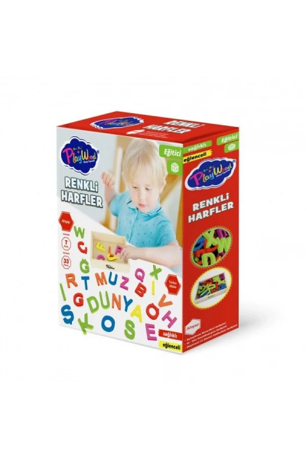 Nessiworld  PlayWood Ahşap Kasalı Renkli Harfler 33 Parça 402