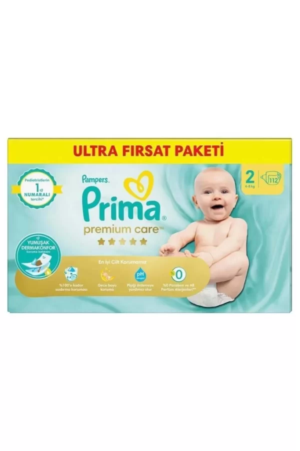 Nessiworld  Prima Premium Care Bebek Bezi Fırsat Paketi 2 Beden 112 Adet