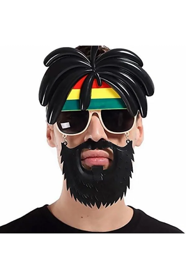 Nessiworld    Rasta Peruklu Rasta Sakallı Bob Marley Bıyıklı Parti Gözlüğü 27x18 cm