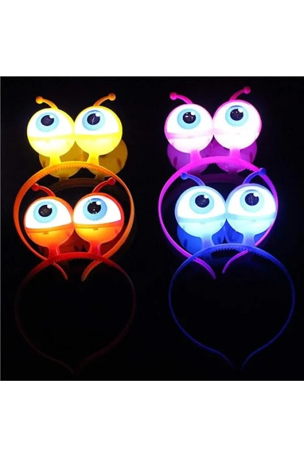 Nessiworld  Rengarenk 3 Farklı Fonksiyonda Yanan Led Işıklı Uzaylı Göz Taç 1 Adet 18x12 cm