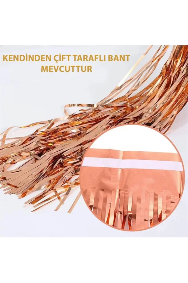 Nessiworld Rose Gold Püsküllü Kapı Perdesi - Parti, Bekarlığa Veda, Doğum Günü 1x2 m