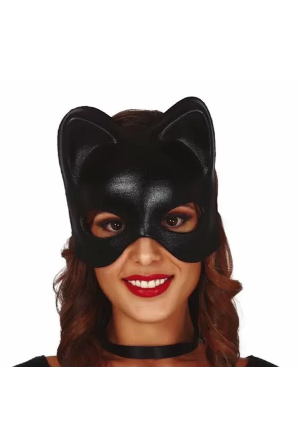 Nessiworld  Siyah Deri Görünümlü Kedi Maskesi – Cosplay & Maskeli Balo