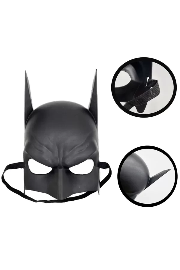 Nessiworld  Siyah Renk Çocuk Boy Arkadan Lastikli Batman Maskesi A Kalite  20x14 cm