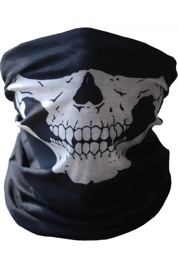 Nessiworld  Siyah Renk Dikişsiz Çok Fonksiyonlu Çene Kafatası Yüz Maskesi Baf Buff Bandana Boyunluk Bileklik
