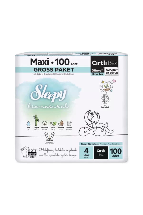 Nessiworld  Sleepy Bio Natural Bebek Bezi Gross Paket 4 Beden 100 Adet