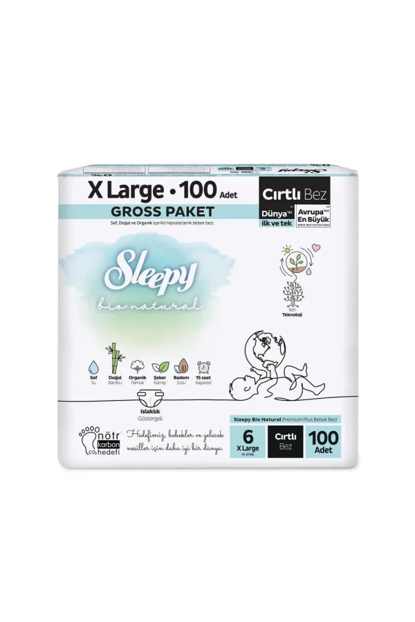 Nessiworld  Sleepy Bio Natural Bebek Bezi Gross Paket 6 Beden 100 Adet