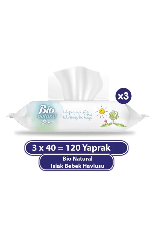 Nessiworld  Sleepy Bio Natural Islak Havlu Mendil 3x40 120 Yaprak