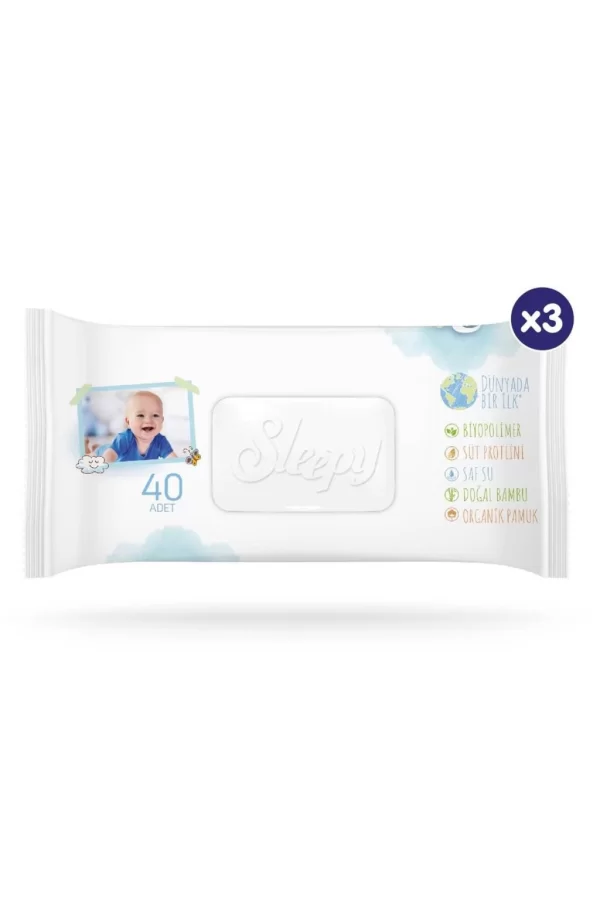 Nessiworld  Sleepy Bio Natural Islak Havlu Mendil 3x40 120 Yaprak