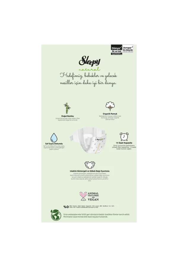 Nessiworld  Sleepy Natural Bebek Bezi Gross Paket 2 Beden 3-6 Kg 100 Adet