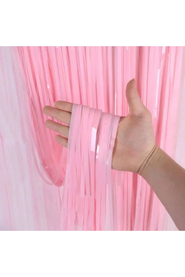 Nessiworld Soft Pembe Püsküllü Kapı Perdesi - Parti, Baby Shower, Cinsiyet Partisi 1x2 m